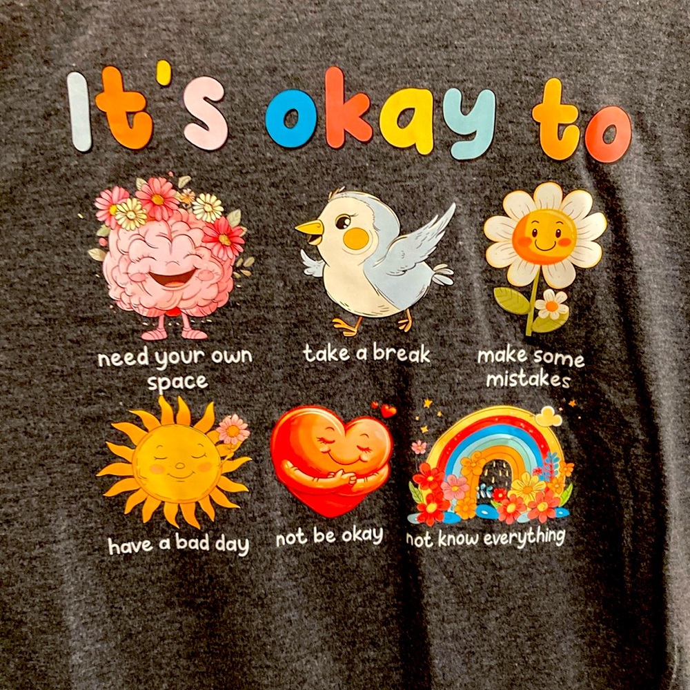 Wellness Mental Health t-shirt It’s OK to Heart Sun Rainbow shirt unisex size XL